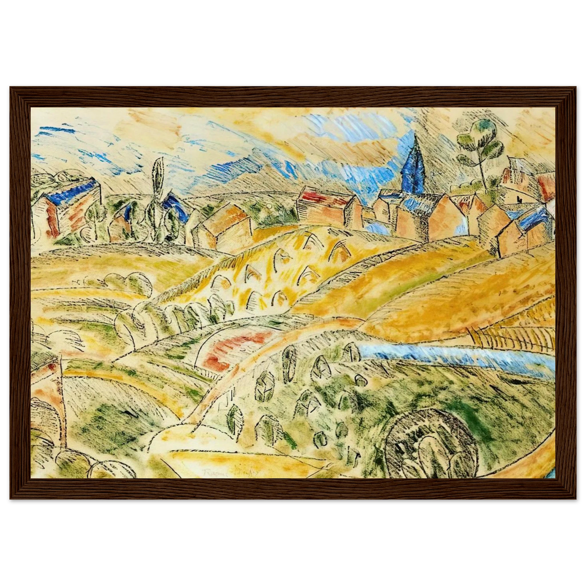 CUBIST LANDSCAPE WITH HAYSTACKS Framed Poster | Raoul Dufy Framed Prints Wall Art | Raoul Dufy Shop
