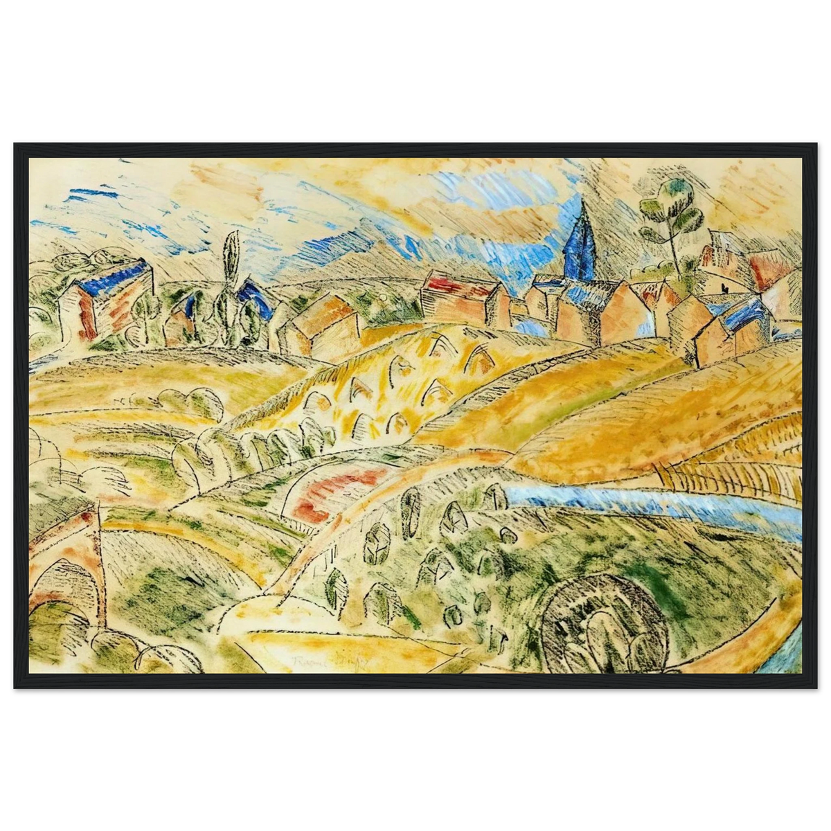 CUBIST LANDSCAPE WITH HAYSTACKS Framed Poster | Raoul Dufy Framed Prints Wall Art | Raoul Dufy Shop