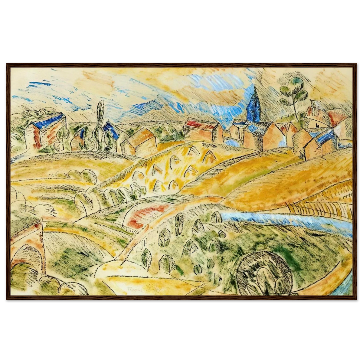 CUBIST LANDSCAPE WITH HAYSTACKS Framed Poster | Raoul Dufy Framed Prints Wall Art | Raoul Dufy Shop