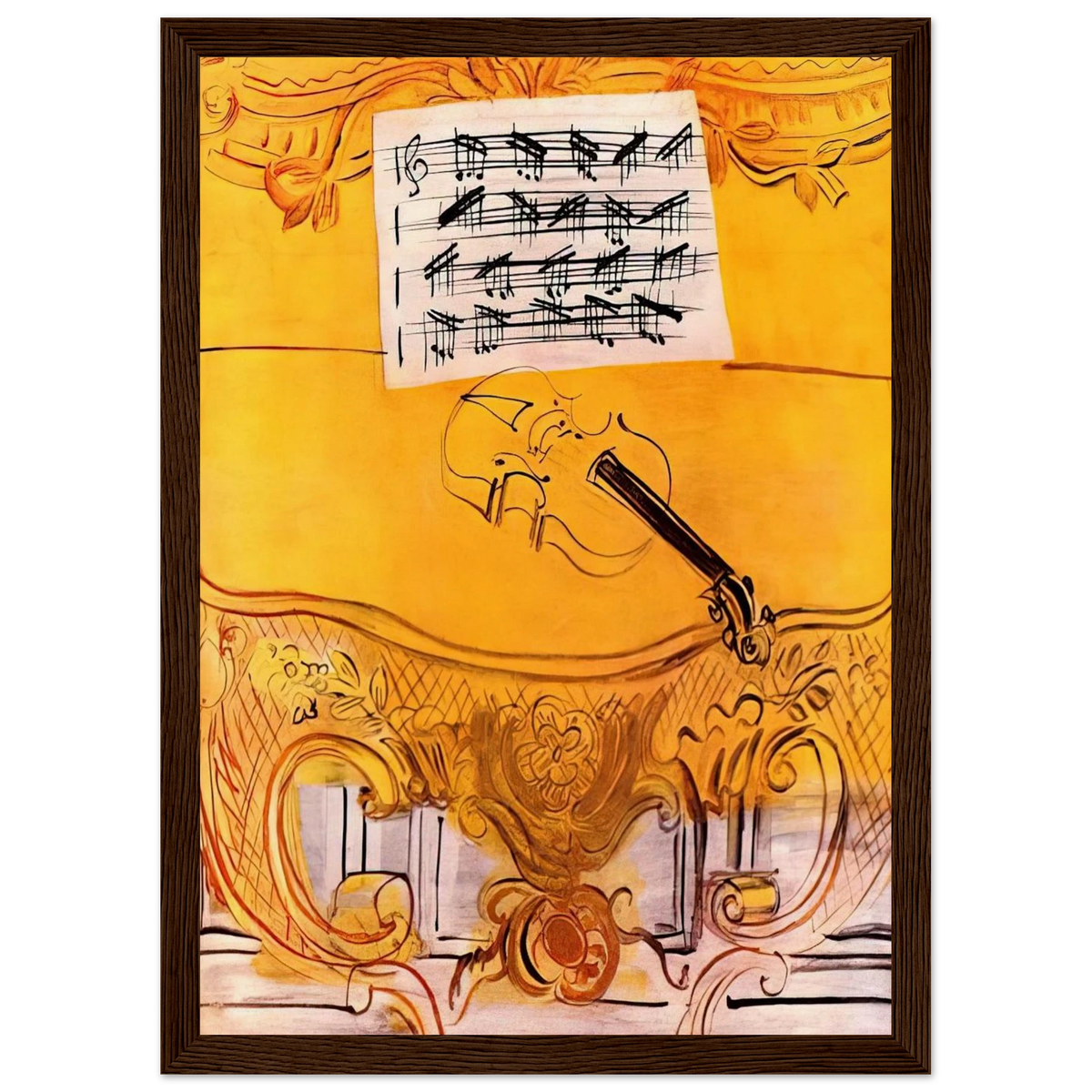 THE YELLOW CONSOLE WITH A VIOLIN 1949 Framed Poster | Raoul Dufy Framed Prints Wall Art | Raoul Dufy Shop