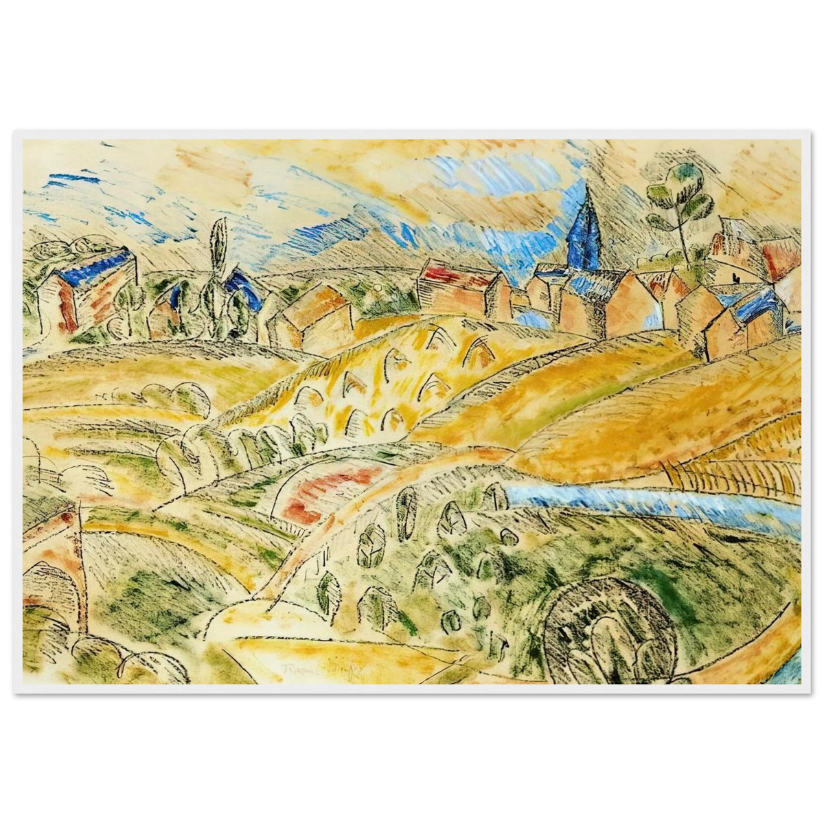 CUBIST LANDSCAPE WITH HAYSTACKS Framed Poster | Raoul Dufy Framed Prints Wall Art | Raoul Dufy Shop