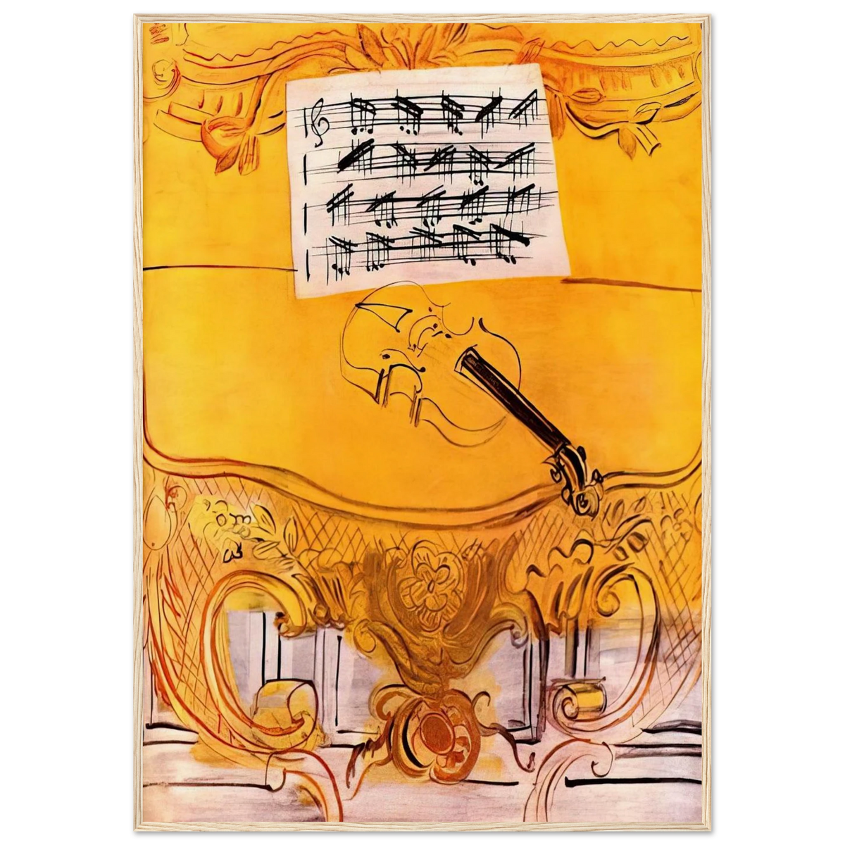 THE YELLOW CONSOLE WITH A VIOLIN 1949 Framed Poster | Raoul Dufy Framed Prints Wall Art | Raoul Dufy Shop