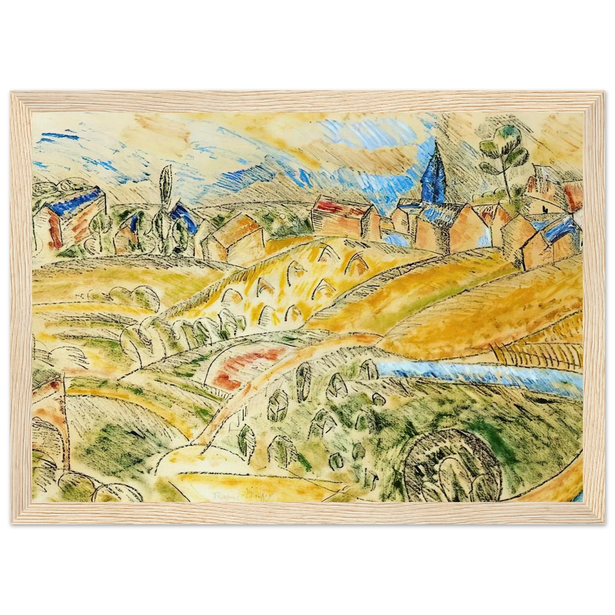 CUBIST LANDSCAPE WITH HAYSTACKS Framed Poster | Raoul Dufy Framed Prints Wall Art | Raoul Dufy Shop