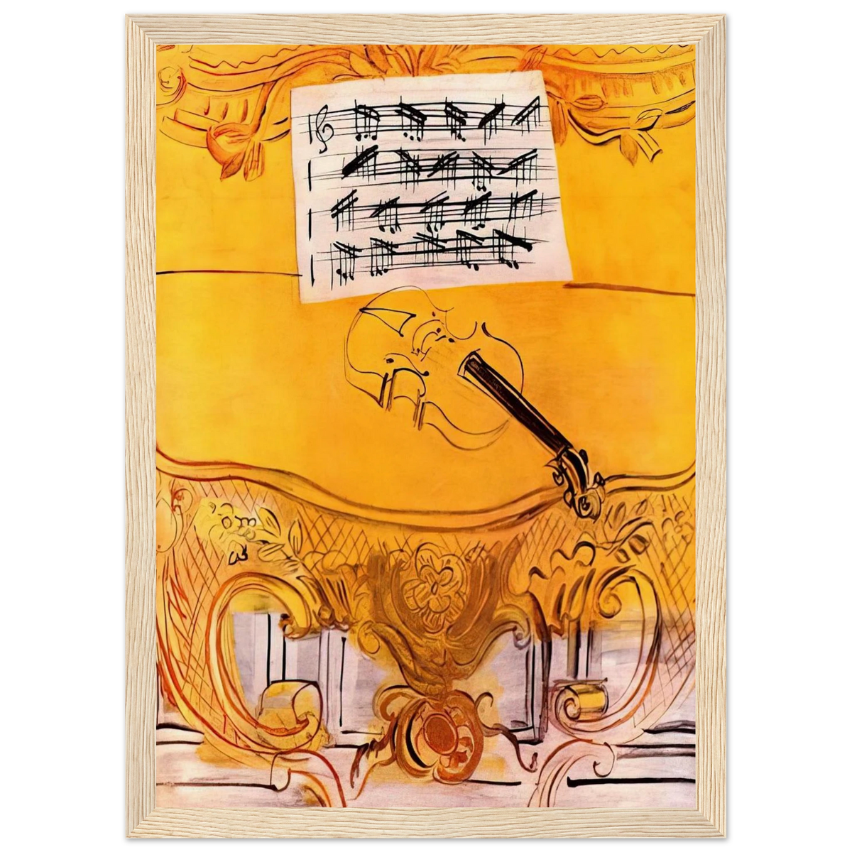 THE YELLOW CONSOLE WITH A VIOLIN 1949 Framed Poster | Raoul Dufy Framed Prints Wall Art | Raoul Dufy Shop