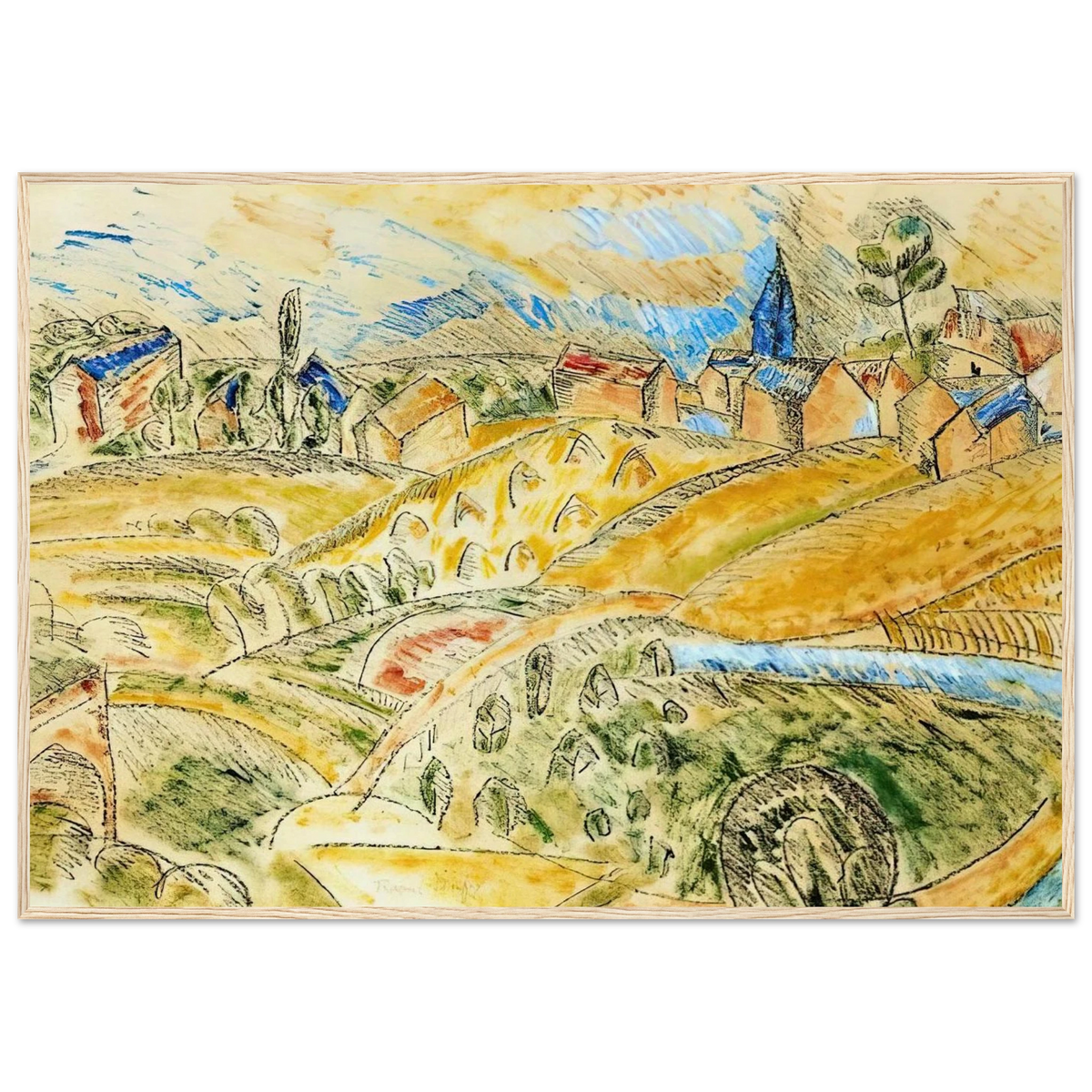 CUBIST LANDSCAPE WITH HAYSTACKS Framed Poster | Raoul Dufy Framed Prints Wall Art | Raoul Dufy Shop
