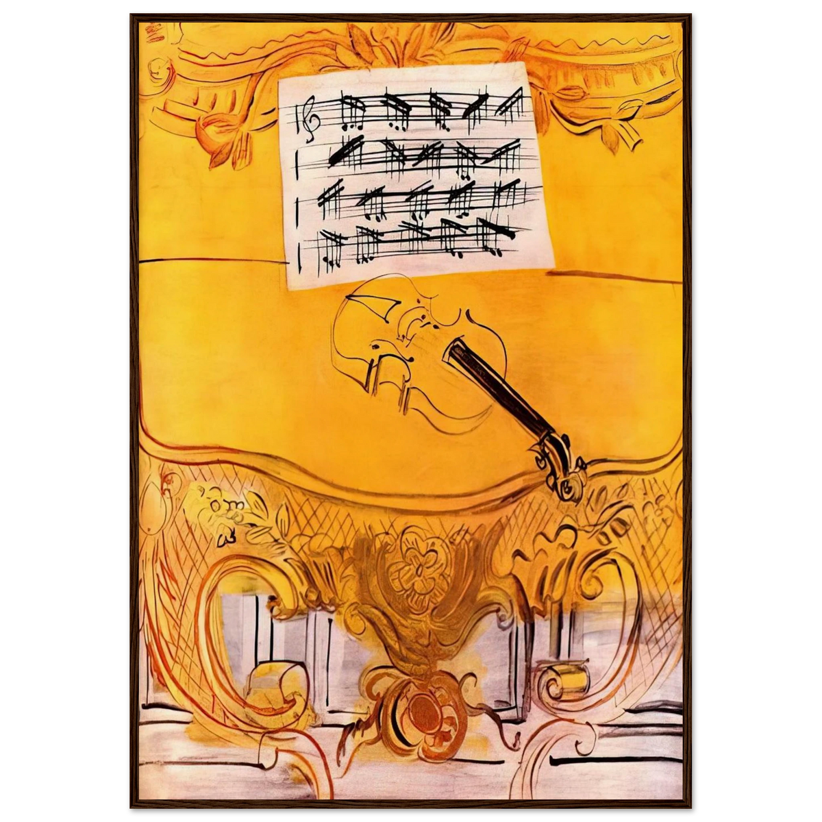 THE YELLOW CONSOLE WITH A VIOLIN 1949 Framed Poster | Raoul Dufy Framed Prints Wall Art | Raoul Dufy Shop