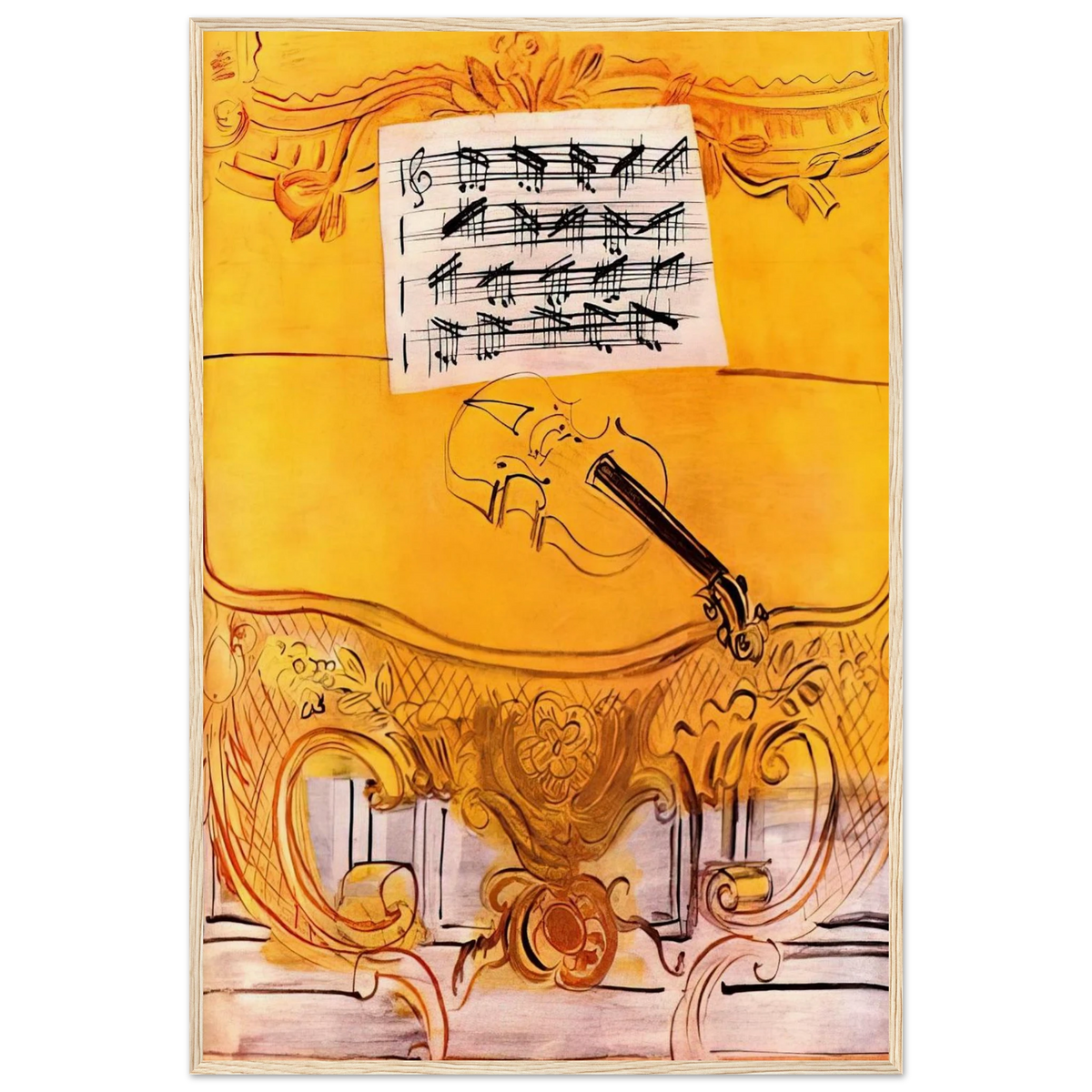 THE YELLOW CONSOLE WITH A VIOLIN 1949 Framed Poster | Raoul Dufy Framed Prints Wall Art | Raoul Dufy Shop