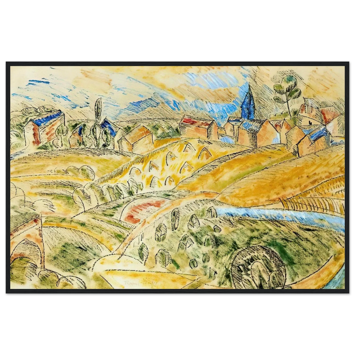 CUBIST LANDSCAPE WITH HAYSTACKS Framed Poster | Raoul Dufy Framed Prints Wall Art | Raoul Dufy Shop