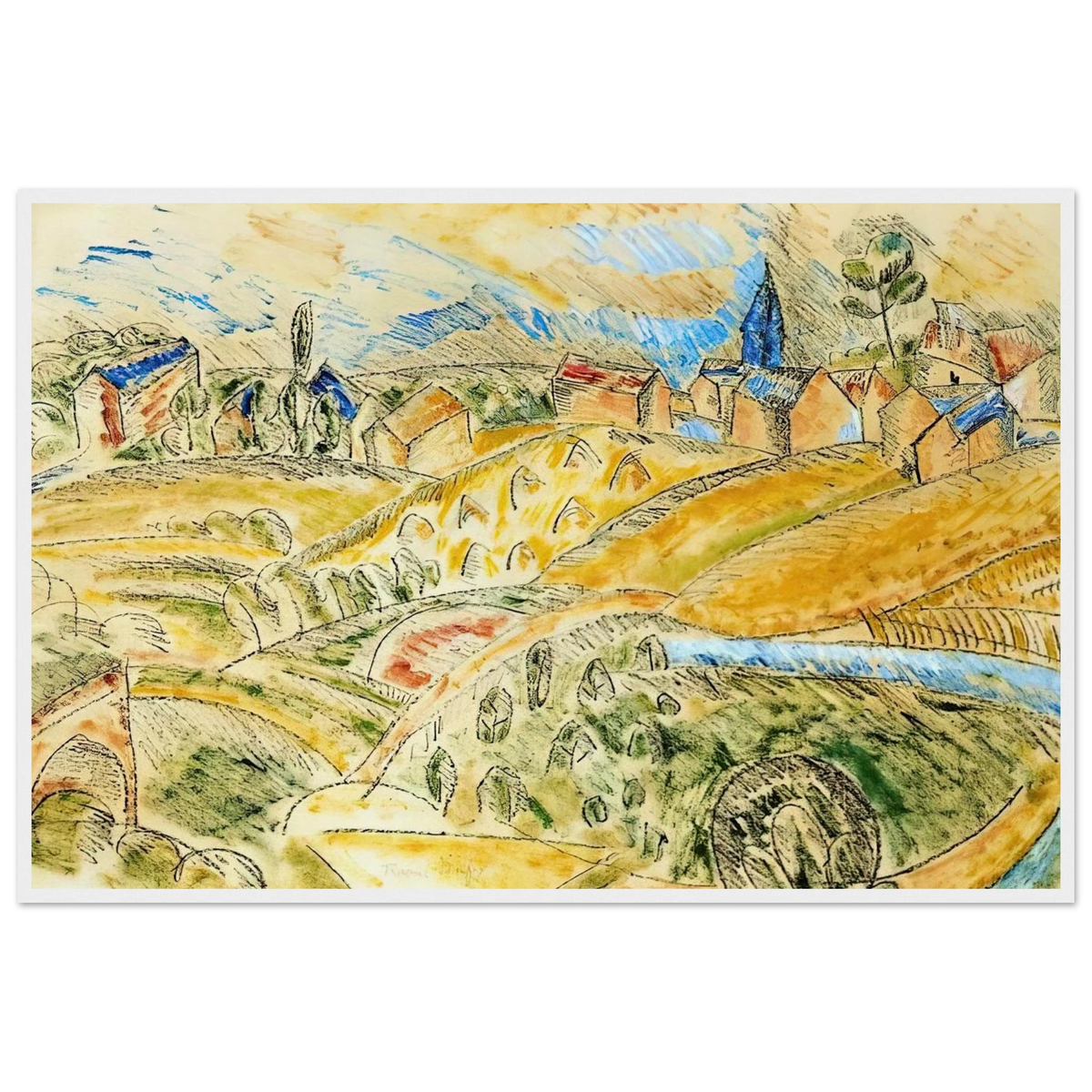CUBIST LANDSCAPE WITH HAYSTACKS Framed Poster | Raoul Dufy Framed Prints Wall Art | Raoul Dufy Shop