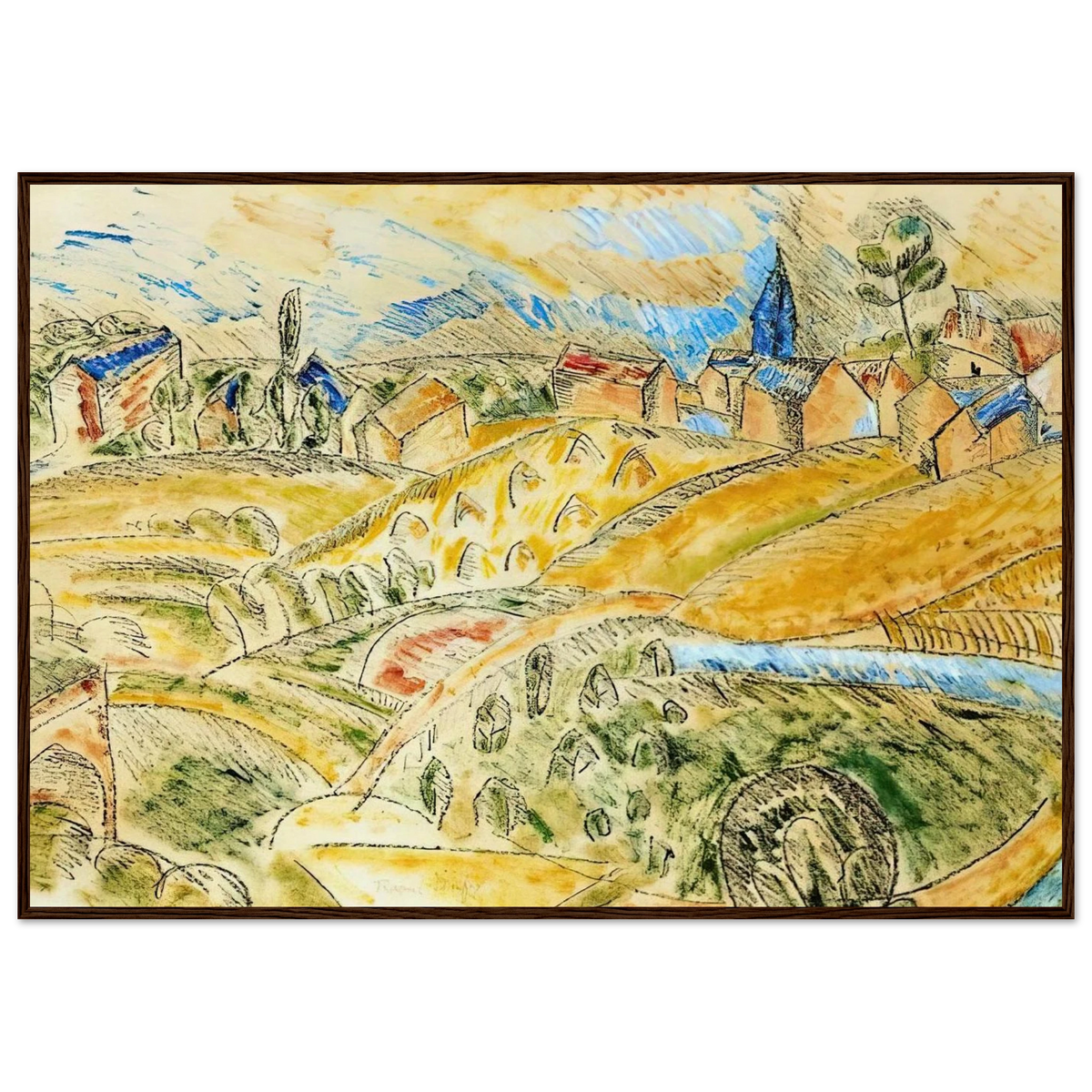 CUBIST LANDSCAPE WITH HAYSTACKS Framed Poster | Raoul Dufy Framed Prints Wall Art | Raoul Dufy Shop