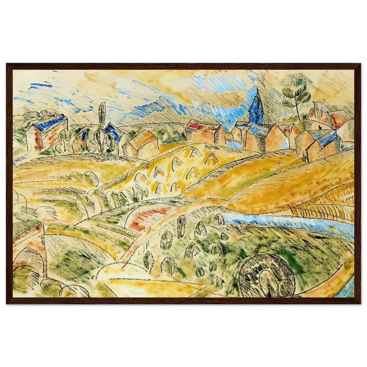 CUBIST LANDSCAPE WITH HAYSTACKS Framed Poster | Raoul Dufy Framed Prints Wall Art | Raoul Dufy Shop