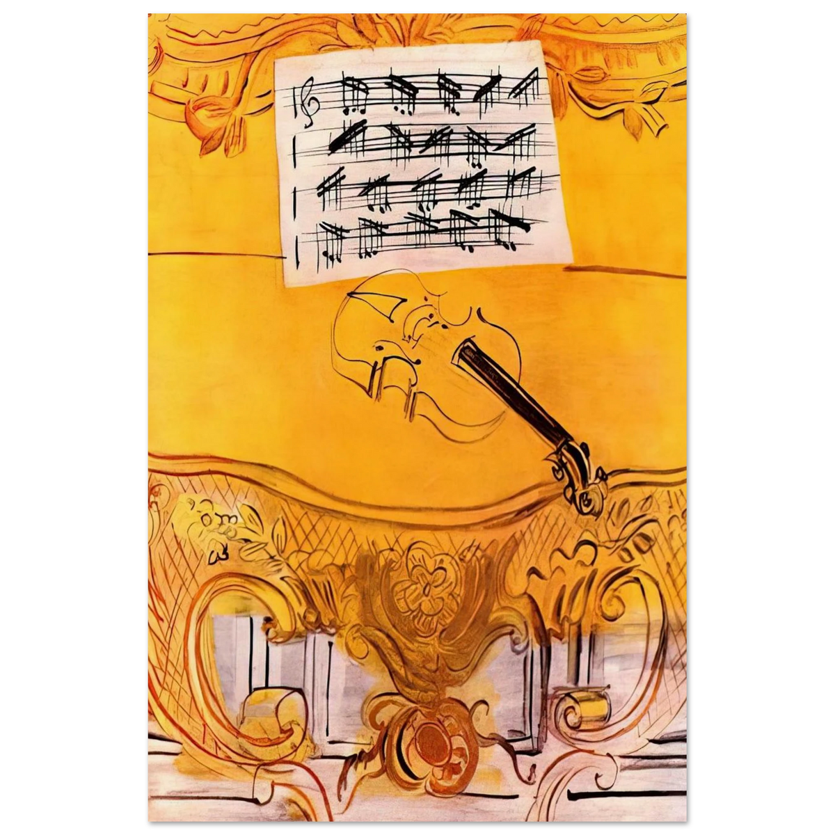 THE YELLOW CONSOLE WITH A VIOLIN 1949 Poster | Raoul Dufy Poster | Raoul Dufy Shop