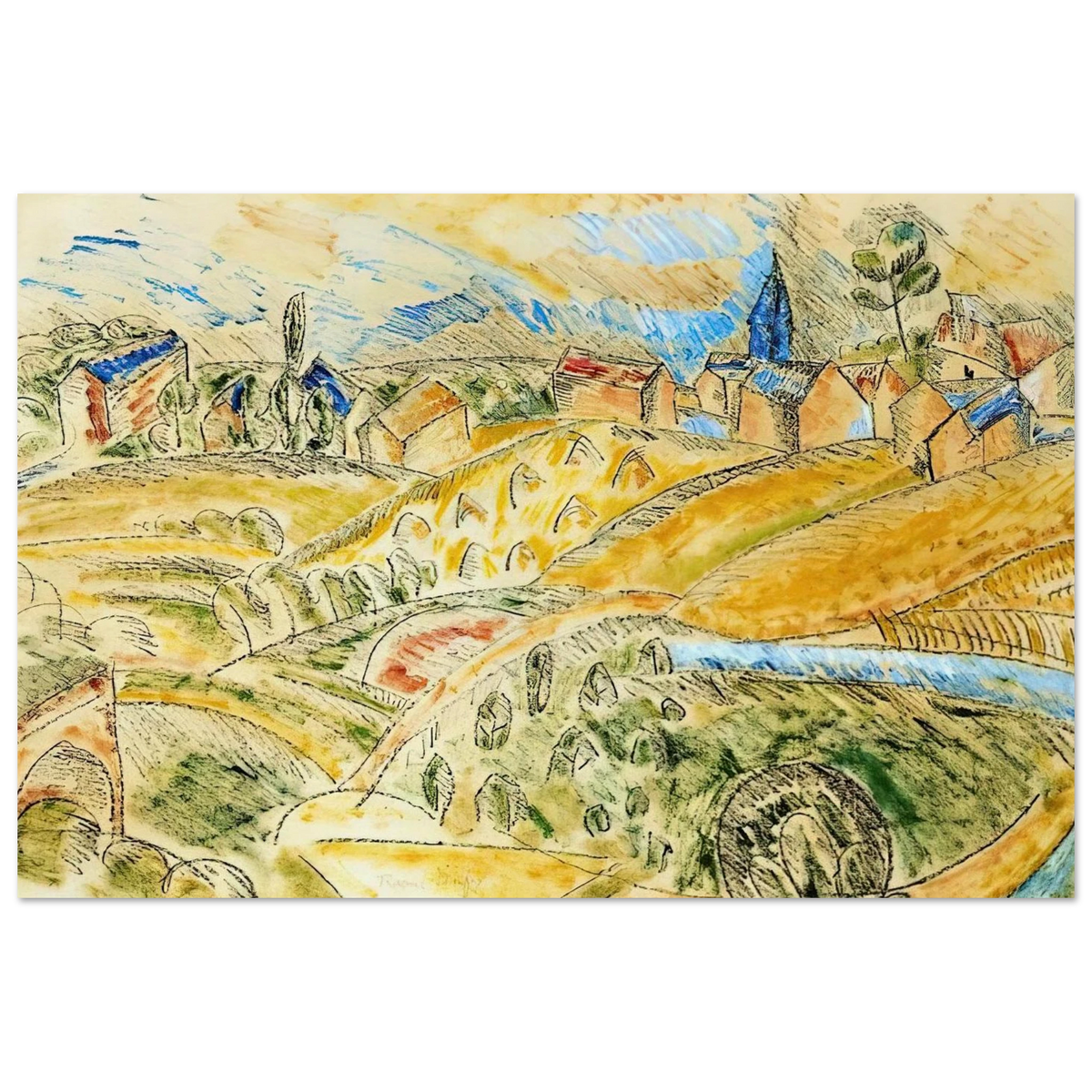 CUBIST LANDSCAPE WITH HAYSTACKS Poster | Raoul Dufy Poster | Raoul Dufy Shop