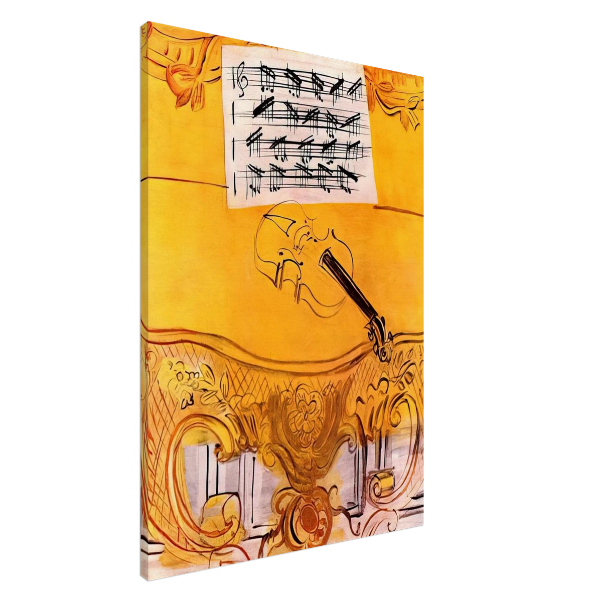 THE YELLOW CONSOLE WITH A VIOLIN 1949 Canvas | Raoul Dufy Canvas | Raoul Dufy Shop