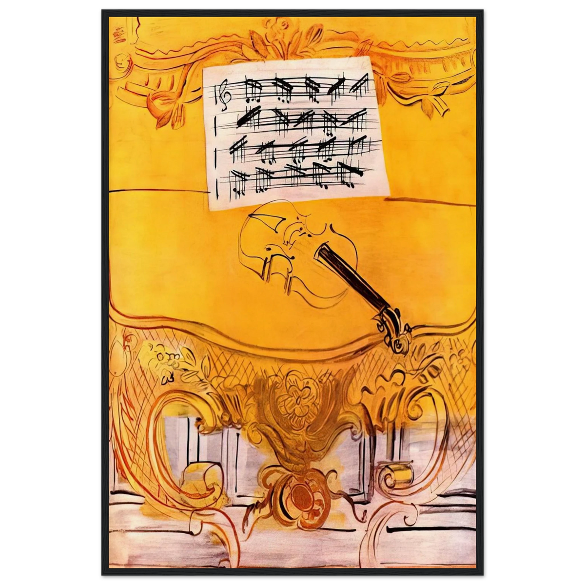 THE YELLOW CONSOLE WITH A VIOLIN 1949 Framed Poster | Raoul Dufy Framed Prints Wall Art | Raoul Dufy Shop