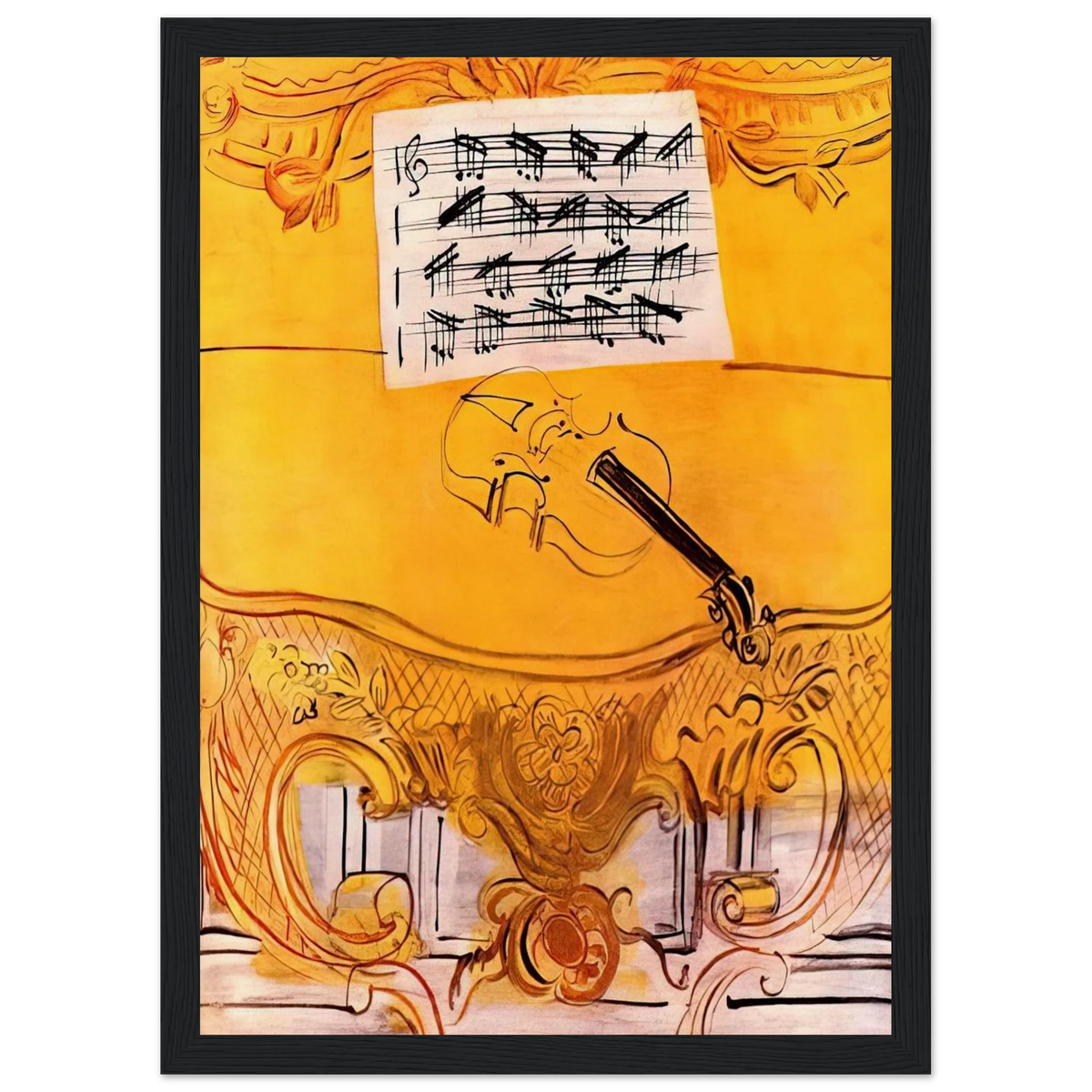 THE YELLOW CONSOLE WITH A VIOLIN 1949 Framed Poster | Raoul Dufy Framed Prints Wall Art | Raoul Dufy Shop