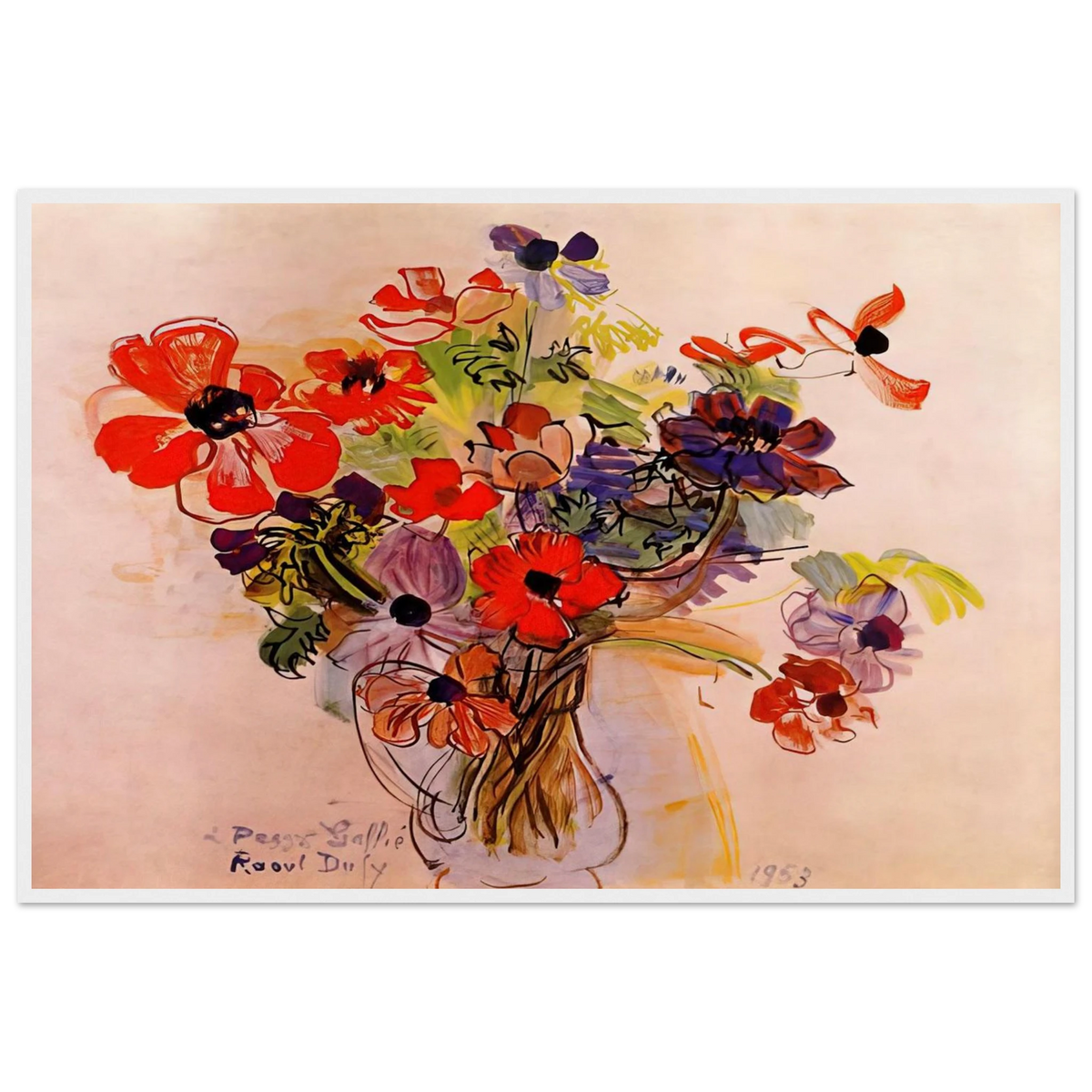 ANEMONES 1953 Framed Poster | Raoul Dufy Framed Prints Wall Art | Raoul Dufy Shop