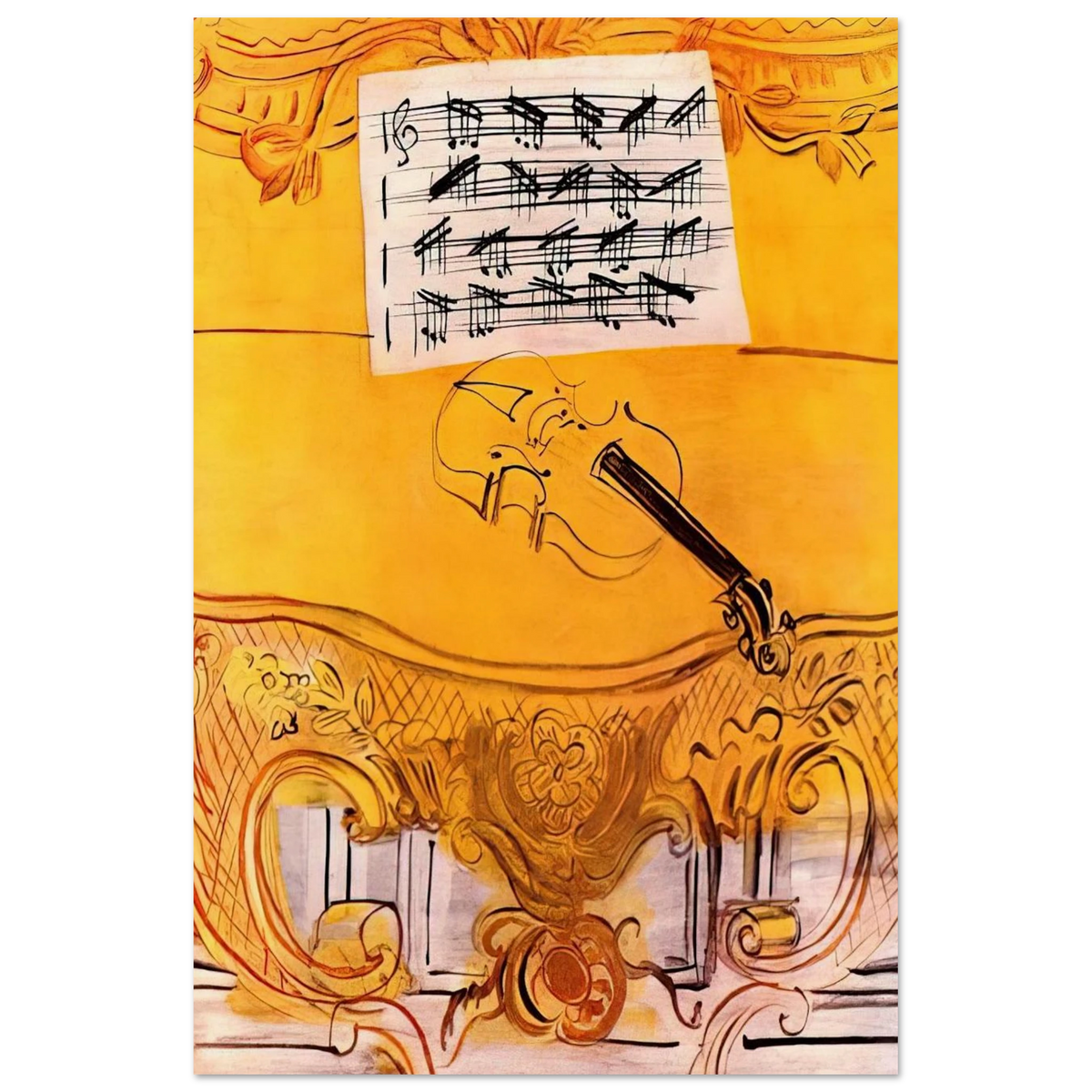 THE YELLOW CONSOLE WITH A VIOLIN 1949 Poster | Raoul Dufy Poster | Raoul Dufy Shop
