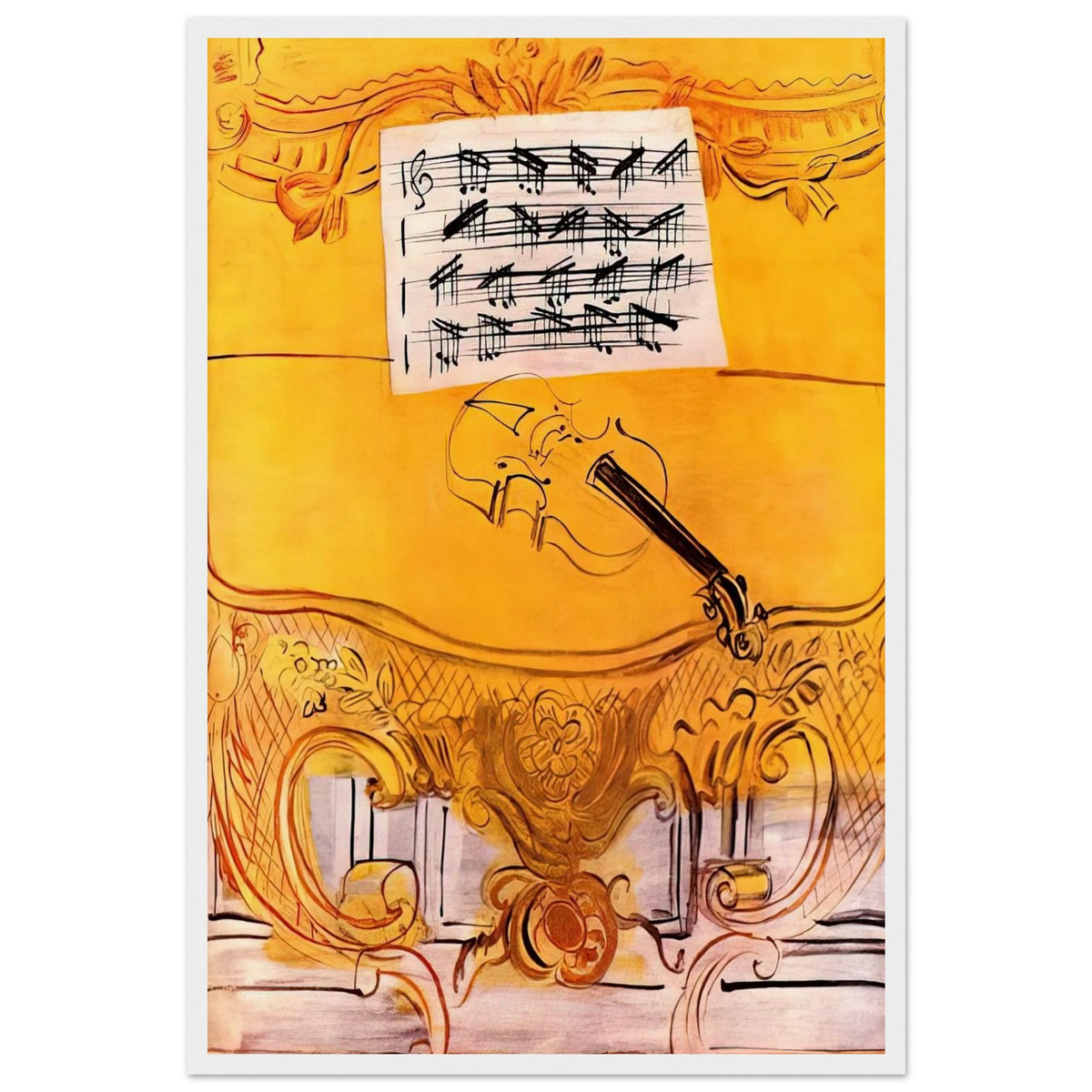 THE YELLOW CONSOLE WITH A VIOLIN 1949 Framed Poster | Raoul Dufy Framed Prints Wall Art | Raoul Dufy Shop