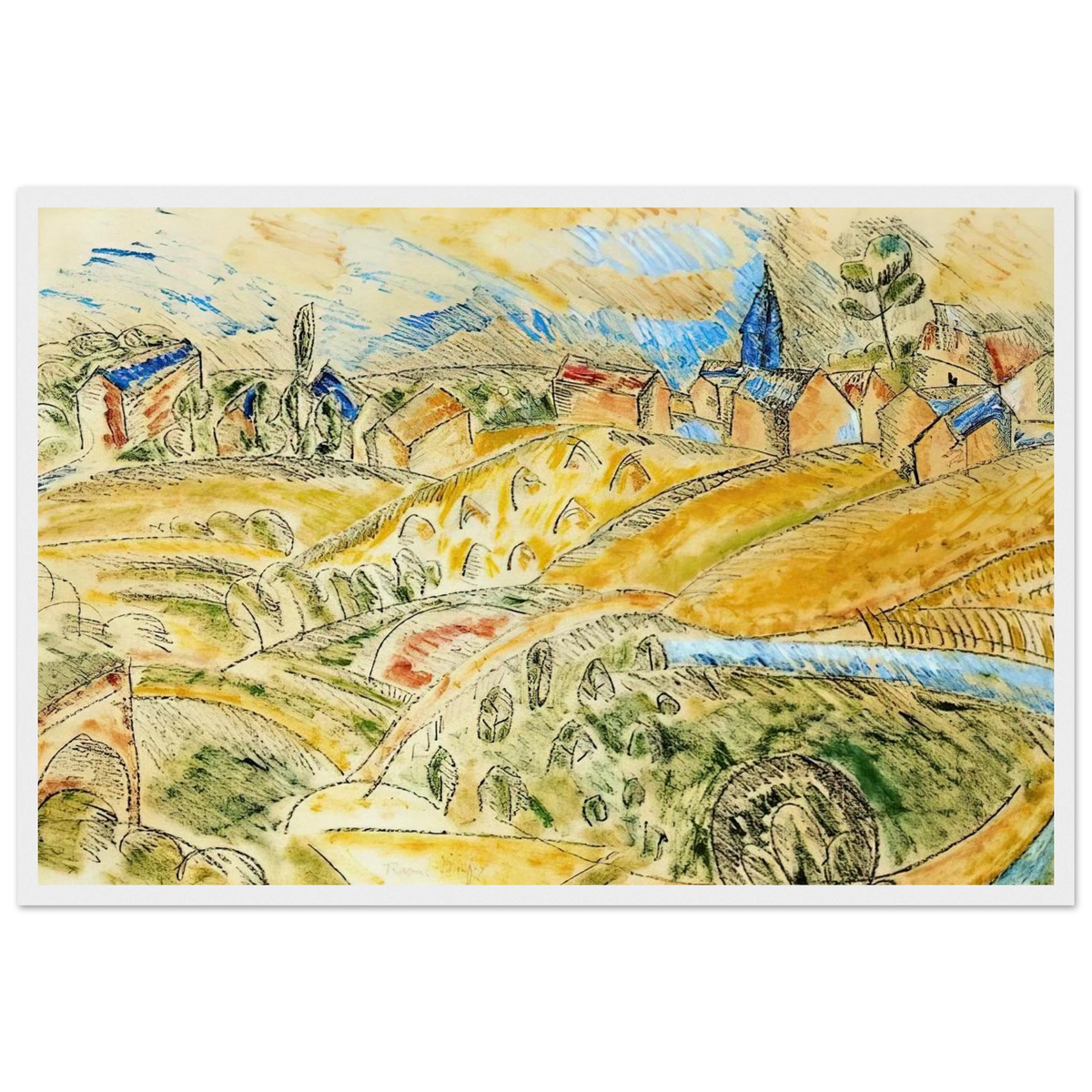 CUBIST LANDSCAPE WITH HAYSTACKS Framed Poster | Raoul Dufy Framed Prints Wall Art | Raoul Dufy Shop