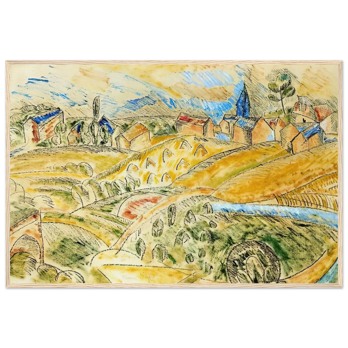 CUBIST LANDSCAPE WITH HAYSTACKS Framed Poster | Raoul Dufy Framed Prints Wall Art | Raoul Dufy Shop