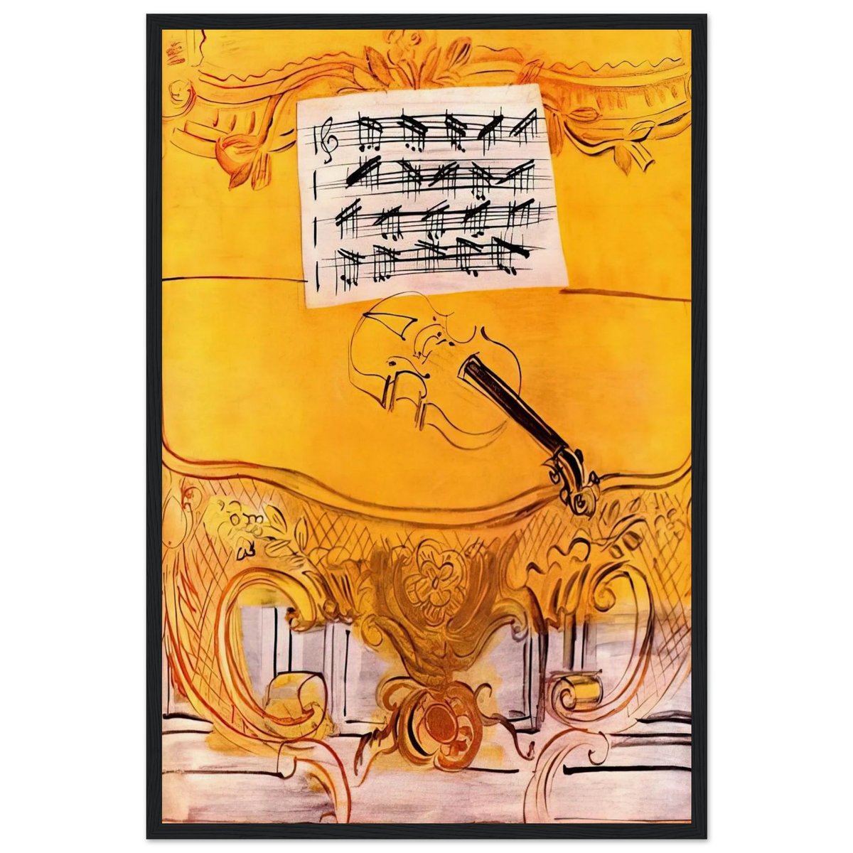 THE YELLOW CONSOLE WITH A VIOLIN 1949 Framed Poster | Raoul Dufy Framed Prints Wall Art | Raoul Dufy Shop