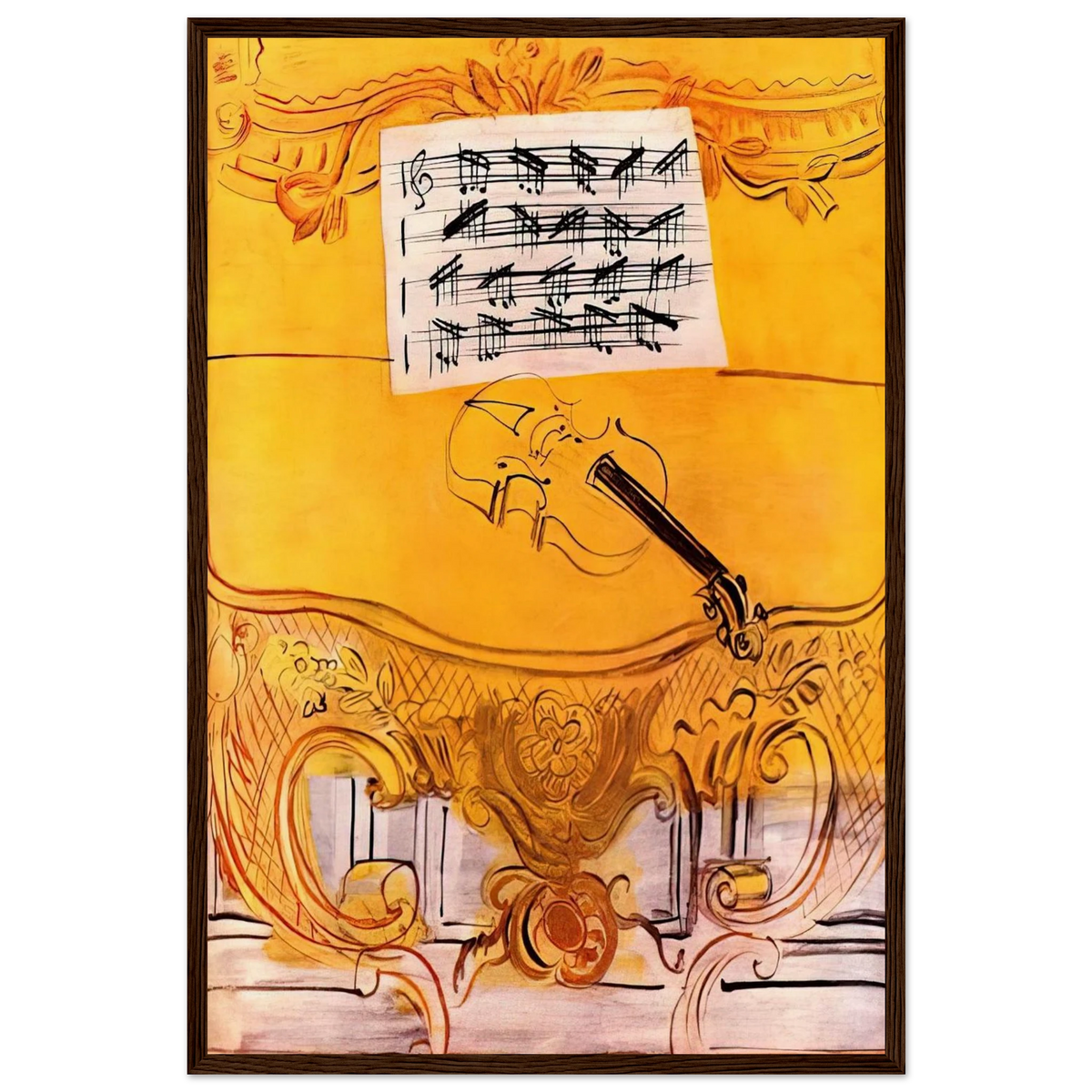 THE YELLOW CONSOLE WITH A VIOLIN 1949 Framed Poster | Raoul Dufy Framed Prints Wall Art | Raoul Dufy Shop