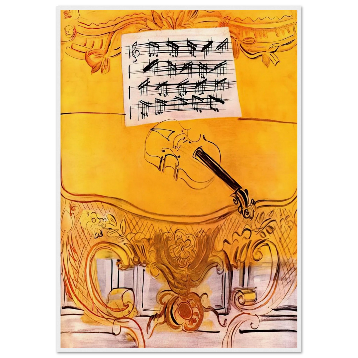 THE YELLOW CONSOLE WITH A VIOLIN 1949 Framed Poster | Raoul Dufy Framed Prints Wall Art | Raoul Dufy Shop