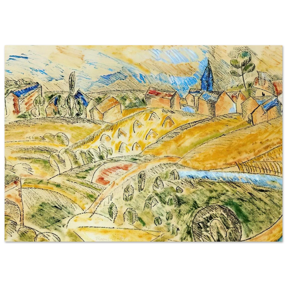 CUBIST LANDSCAPE WITH HAYSTACKS Poster | Raoul Dufy Poster | Raoul Dufy Shop