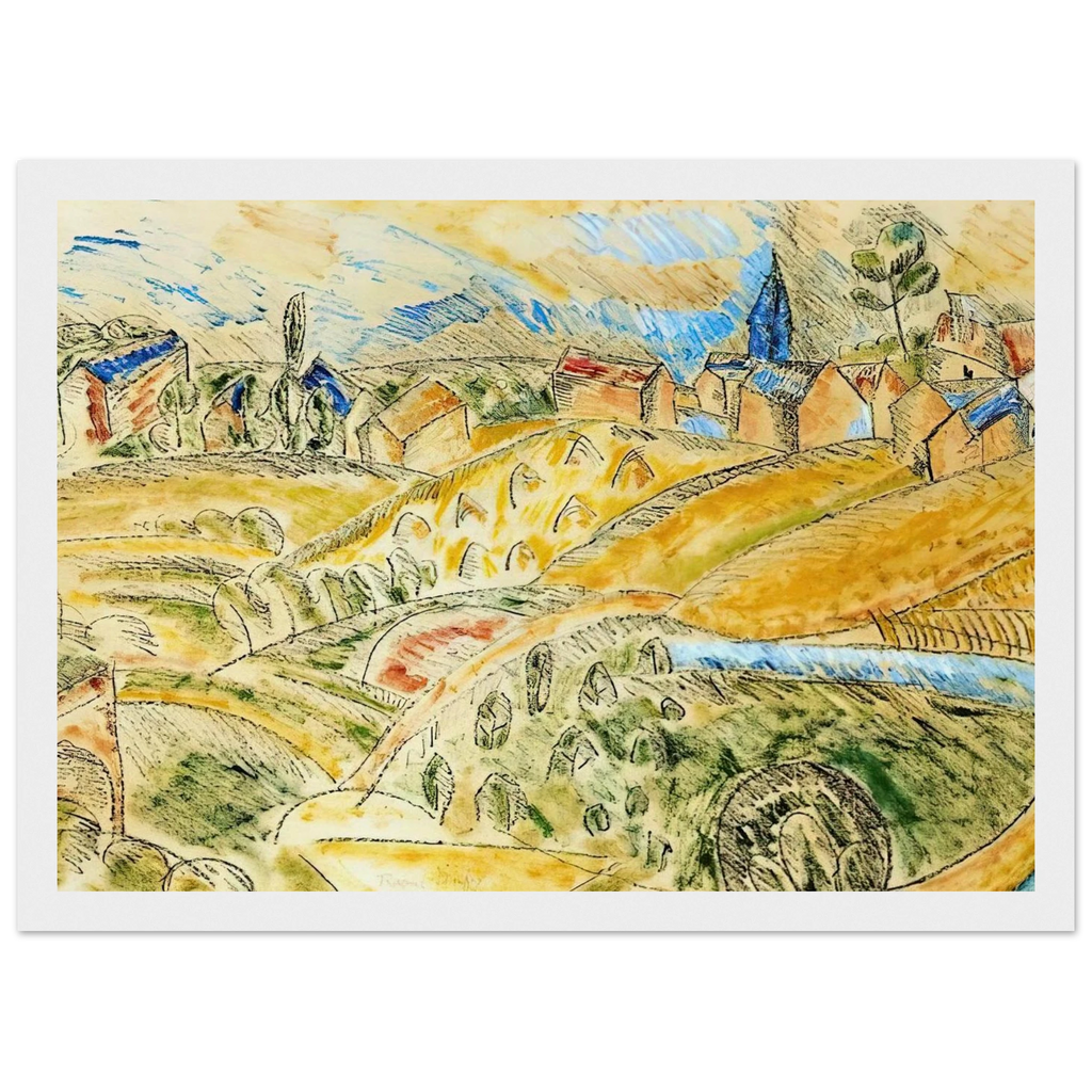 CUBIST LANDSCAPE WITH HAYSTACKS Framed Poster | Raoul Dufy Framed Prints Wall Art | Raoul Dufy Shop