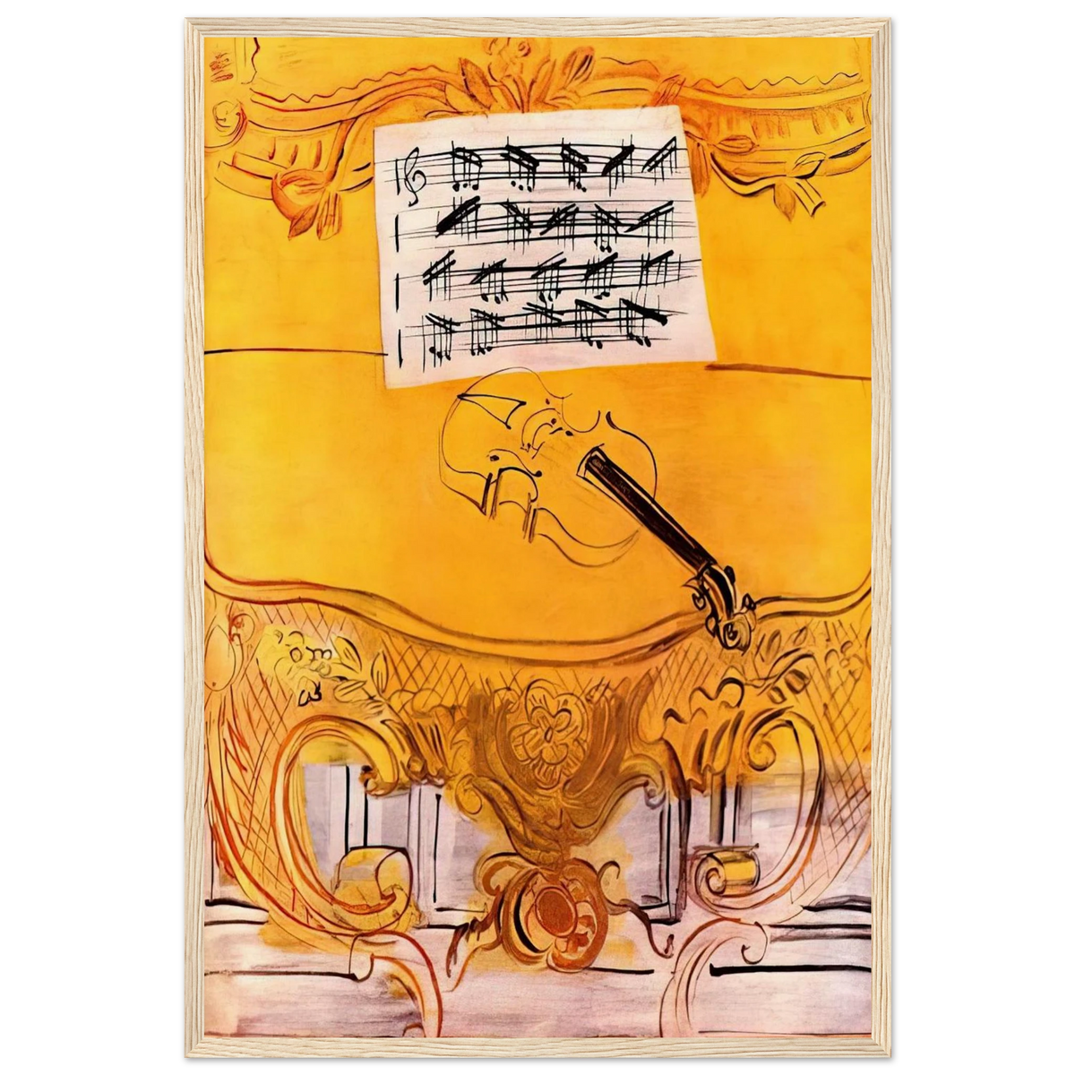 THE YELLOW CONSOLE WITH A VIOLIN 1949 Framed Poster | Raoul Dufy Framed Prints Wall Art | Raoul Dufy Shop