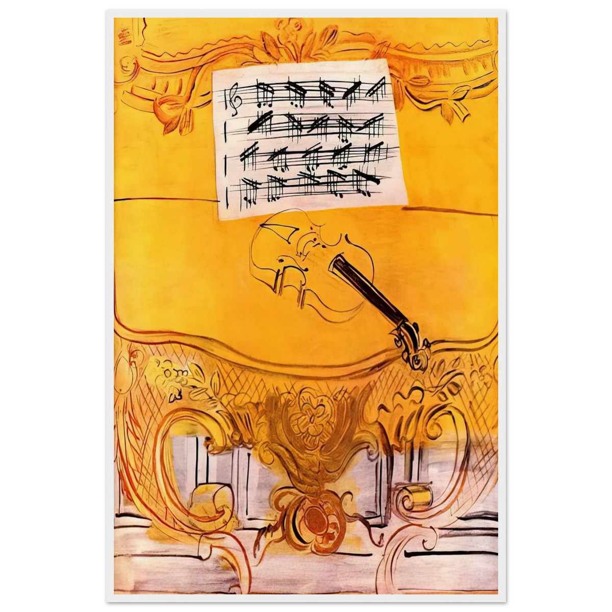 THE YELLOW CONSOLE WITH A VIOLIN 1949 Framed Poster | Raoul Dufy Framed Prints Wall Art | Raoul Dufy Shop