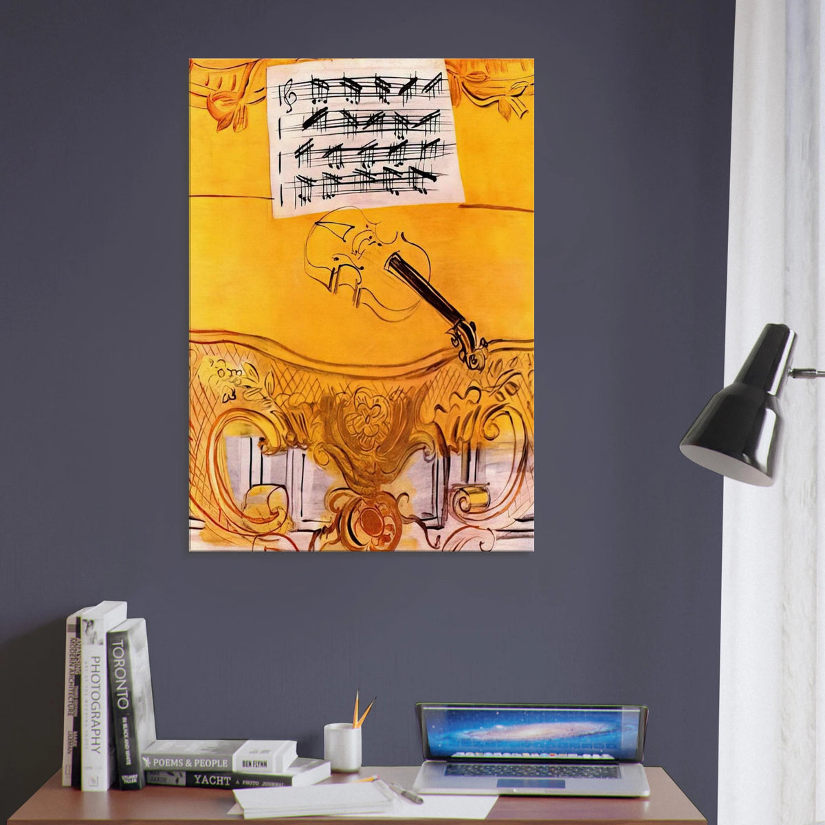 THE YELLOW CONSOLE WITH A VIOLIN 1949 Canvas | Raoul Dufy Canvas | Raoul Dufy Shop