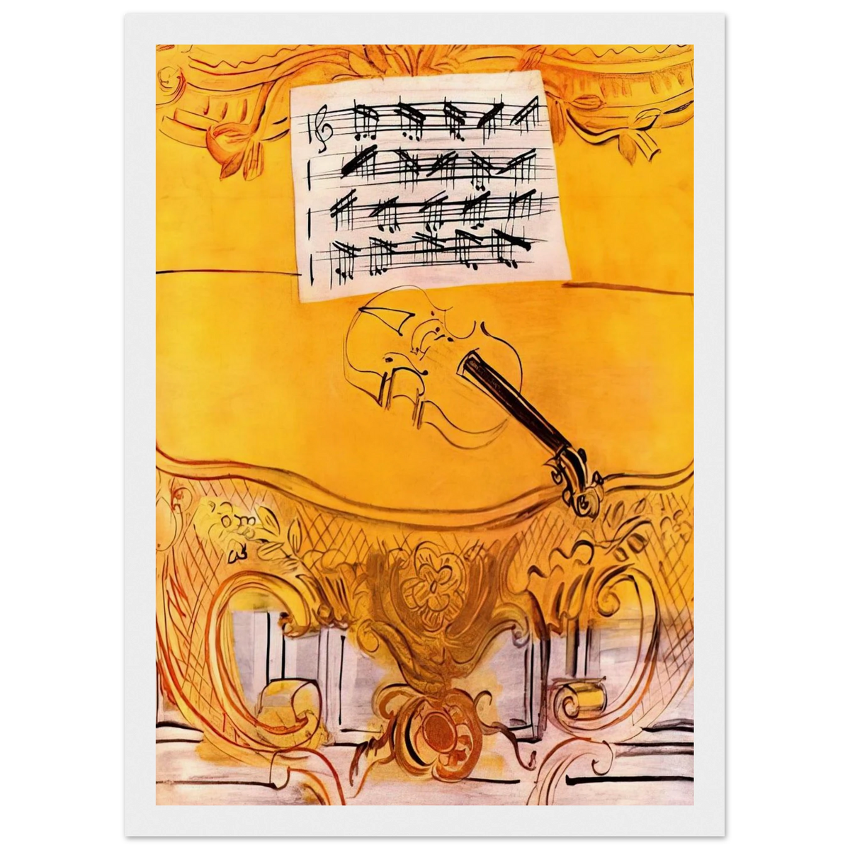 THE YELLOW CONSOLE WITH A VIOLIN 1949 Framed Poster | Raoul Dufy Framed Prints Wall Art | Raoul Dufy Shop