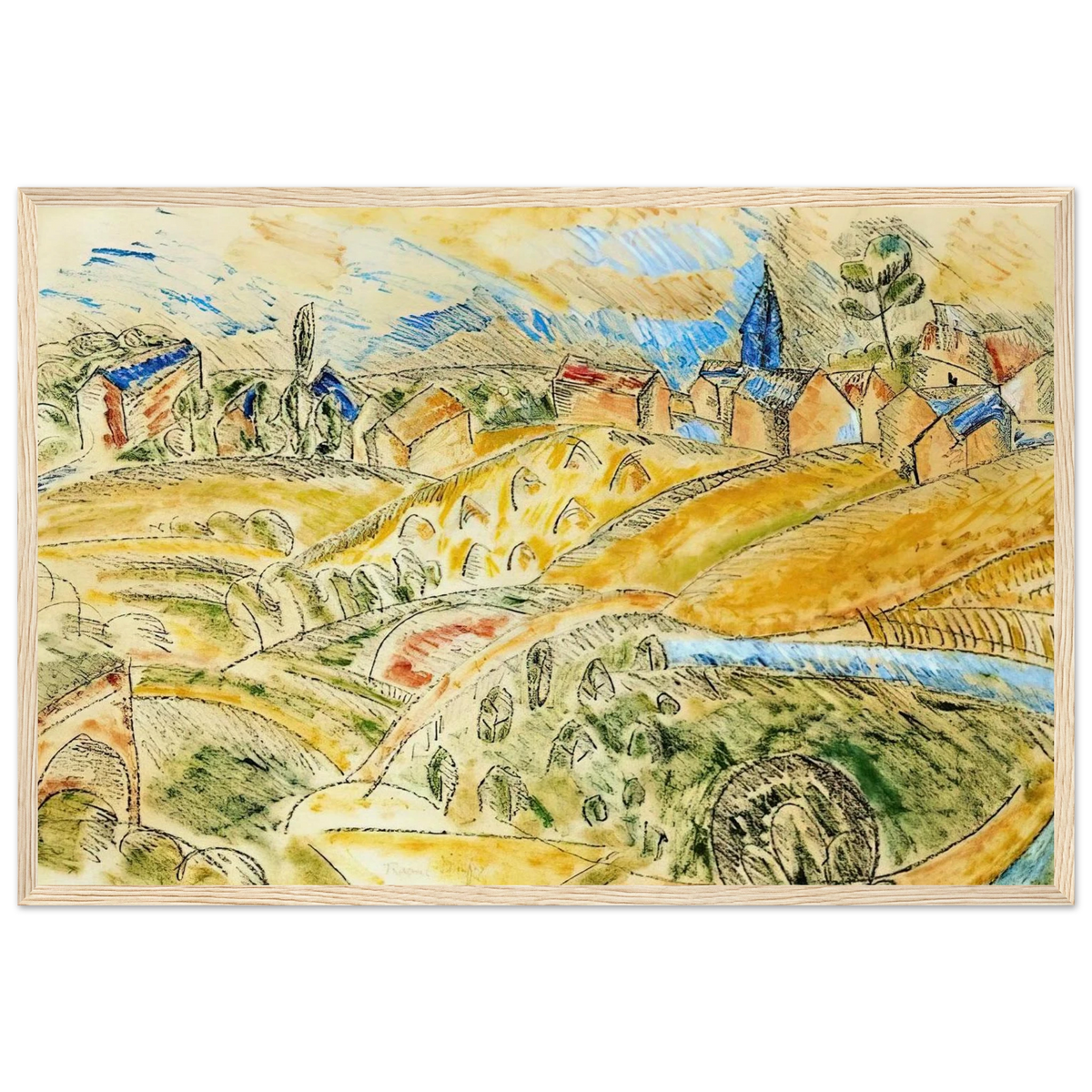 CUBIST LANDSCAPE WITH HAYSTACKS Framed Poster | Raoul Dufy Framed Prints Wall Art | Raoul Dufy Shop